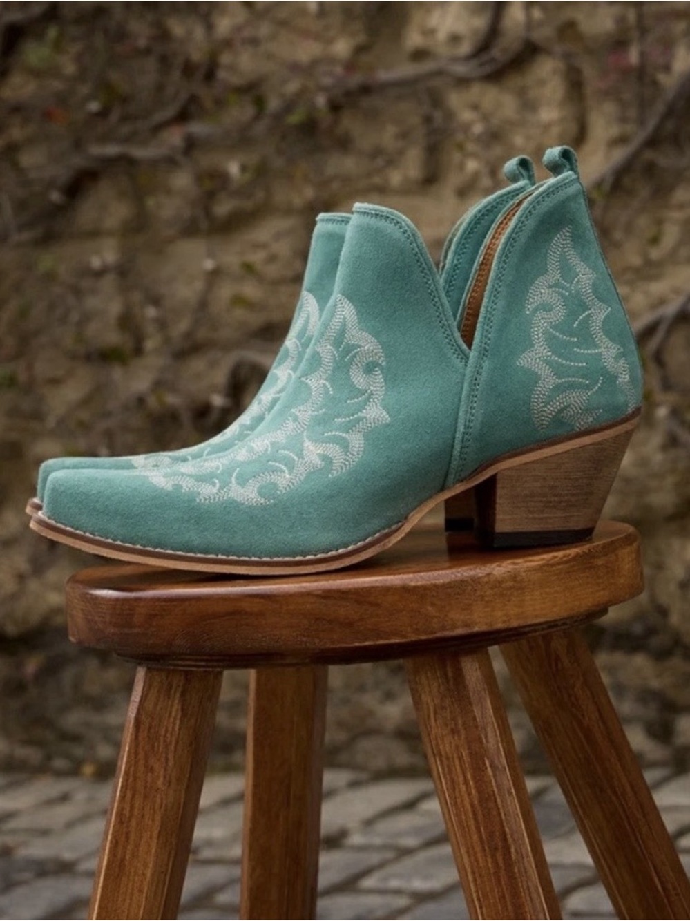 MYRA Women’s Maisie Stitched Trail Leather Boots Booties Rodeo in Turquoise 10